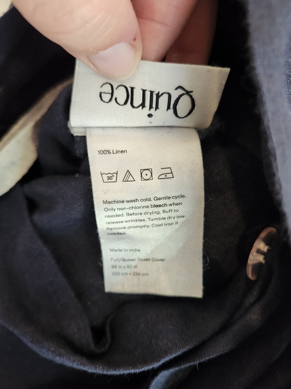 Quince European Linen Duvet Cover Full Queen Navy 100% Linen EUC - Picture 8 of 8